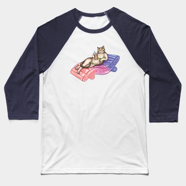 Bikini Cat Baseball T-Shirt by jennyalamode